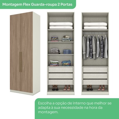 Guarda-Roupa Solteiro Modulado Seletto 5 Portas 6 Gavetas Me25 Areia/Jequitibá - Henn