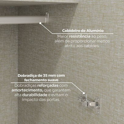 Guarda-Roupa Solteiro Modulado Seletto 5 Portas Me32 Areia - Henn