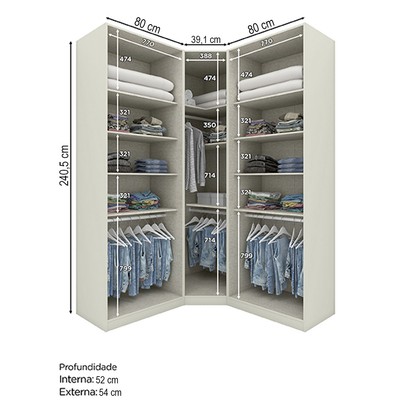 Guarda-Roupa Solteiro Modulado Seletto 5 Portas Me32 Areia - Henn