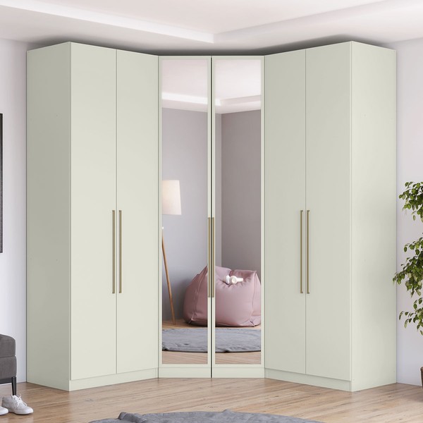 Guarda-Roupa Casal Modulado Seletto 6 Portas 3 Gavetas com Espelho Me31 Areia - Henn