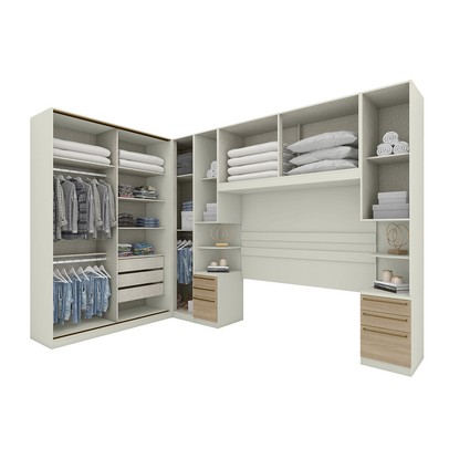 Guarda-Roupa Casal Modulado Seletto 9 Portas 9 Gavetas Me30 Areia/Jequitibá - Henn