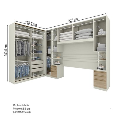 Guarda-Roupa Casal Modulado Seletto 9 Portas 9 Gavetas Me30 Areia/Jequitibá - Henn