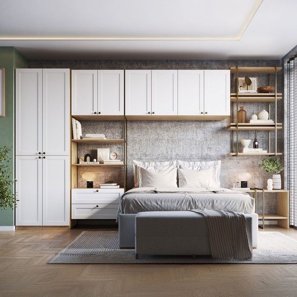 Guarda-Roupa Casal Modulado Infinity 10 Portas 2 Gavetas Savana/Branco Fosco - Genialflex