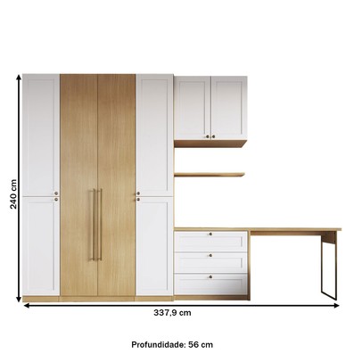 Guarda-Roupa Casal Modulado Infinity 8 Portas 6 Gavetas 100% Mdf Savana/Branco - Genialflex