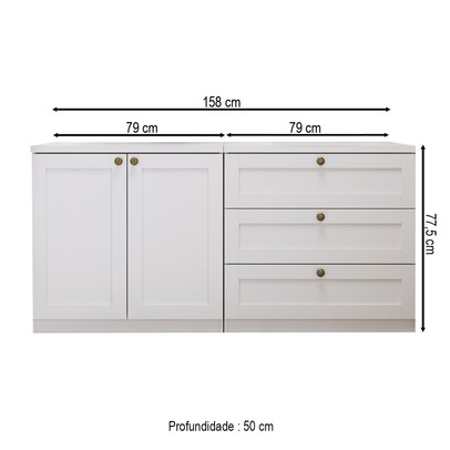 Cômoda Infinity 2 Portas 3 Gavetas 100% Mdf Branco Fosco - Genialflex
