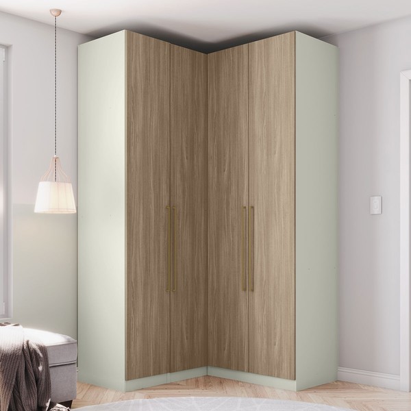 Guarda-Roupa Solteiro Modulado Seletto 4 Portas 3 Gavetas Me27 Areia/Jequitibá - Henn