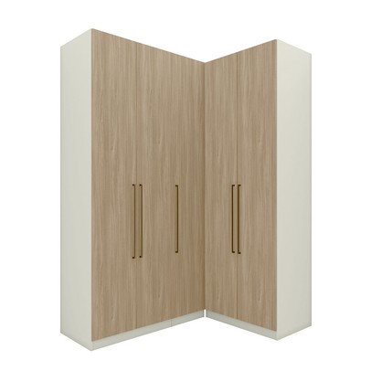 Guarda-Roupa Solteiro Modulado Seletto 5 Portas 3 Gavetas Me28 Areia/Jequitibá - Henn