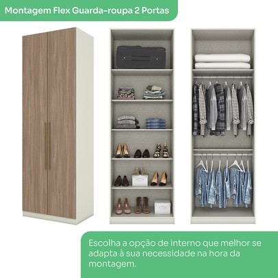 Guarda-Roupa Solteiro Modulado Seletto 5 Portas 3 Gavetas Me28 Areia/Jequitibá - Henn