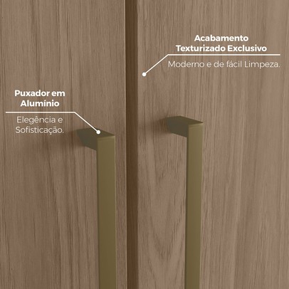Guarda-Roupa Solteiro Modulado Seletto 5 Portas 3 Gavetas Me28 Areia/Jequitibá - Henn