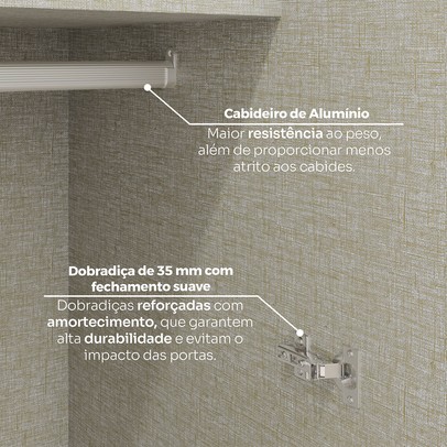 Guarda-Roupa Solteiro Modulado Seletto 5 Portas 3 Gavetas Me28 Areia/Jequitibá - Henn