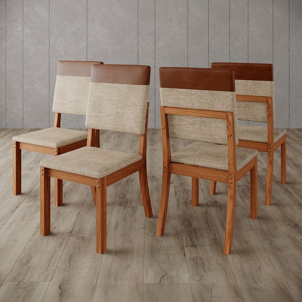 Cadeiras Kit 4 Cadeiras Milla Plus Nature/Caramelo/Creme - Henn