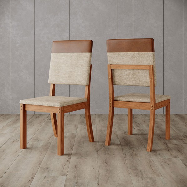 Cadeiras Kit 2 Cadeiras Milla Plus Nature/Caramelo/Creme - Henn