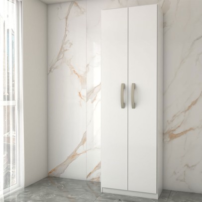 Armário Multiuso Andorra 2 Portas 4 Prateleiras Branco Neve - Panorama Móveis