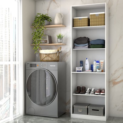 Armário Multiuso Andorra 2 Portas 4 Prateleiras Branco Neve - Panorama Móveis