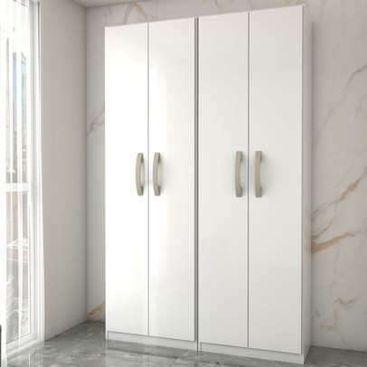 Lavanderia Completa Andorra 4 Portas 8 Prateleiras Branco Neve - Panorama Móveis