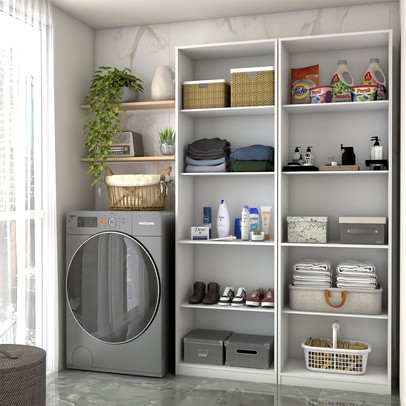 Lavanderia Completa Andorra 4 Portas 8 Prateleiras Branco Neve - Panorama Móveis