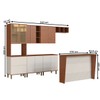 Cozinha Completa Auris 10 Portas 2 Gavetas 100% Mdf Ripado com Vidro Off White/Canela - Genialflex