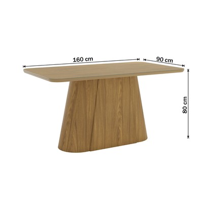 Mesa de Madeira Olívia 160 Cm com Vidro Nature - Henn