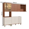 Cozinha Completa Auris 7 Portas 5 Gavetas 100% Mdf Ripado com Vidro Off White/Canela - Genialflex