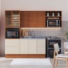 Cozinha Completa Auris 7 Portas 5 Gavetas 100% Mdf Ripado com Vidro Off White/Canela - Genialflex