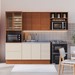 Cozinha Completa Auris 7 Portas 5 Gavetas 100% Mdf Ripado com Vidro Off White/Canela - Genialflex