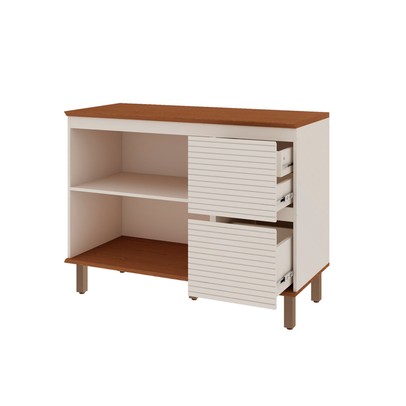 Bancada de Cozinha Auris 2 Portas 3 Gavetas 100% Mdf Canela/Off White - Genialflex