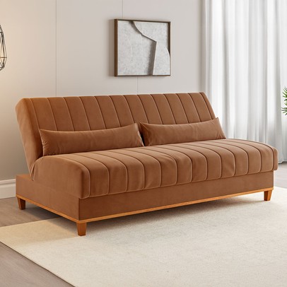 Sofá Cama 3 Lugares Reclinável Tequila Terracota - Vian