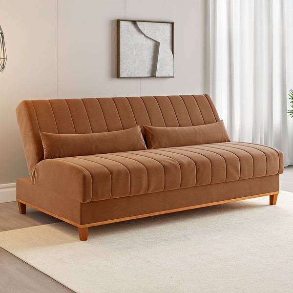 Sofá Cama 3 Lugares Reclinável Tequila Terracota - Vian