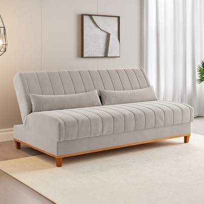 Sofá Cama 3 Lugares Reclinável Tequila Marfim - Vian