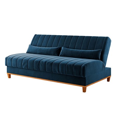 Sofá Cama 3 Lugares Reclinável Tequila Azul - Vian