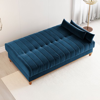 Sofá Cama 3 Lugares Reclinável Tequila Azul - Vian