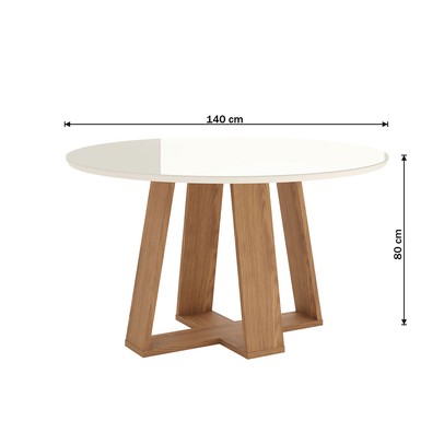 Mesa de Madeira Lins 140 Cm com Vidro Nature/Off White - Henn