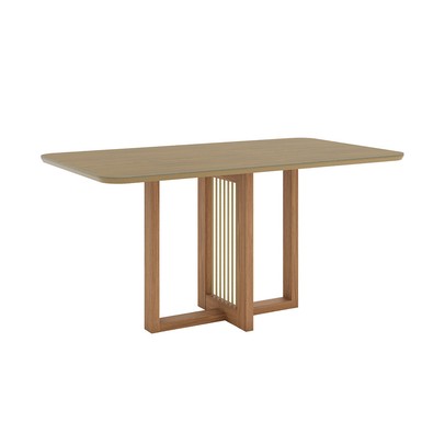 Mesa de Madeira Natalí 160 Cm com Vidro Nature - Henn