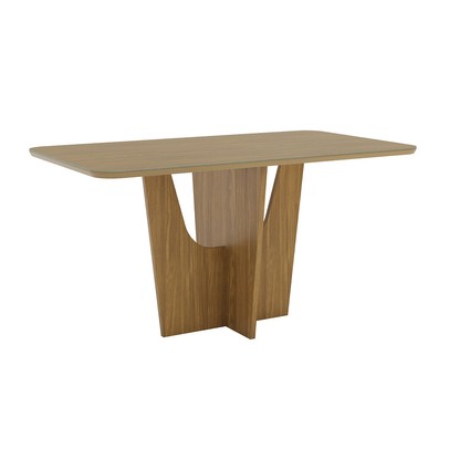 Mesa de Madeira Vértice 160 Cm com Vidro Nature - Henn
