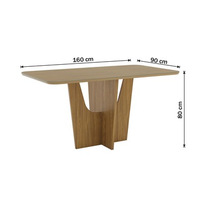 Mesa de Madeira Vértice 160 Cm com Vidro Nature - Henn