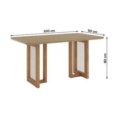 Mesa de Madeira Yara 160 Cm com Vidro Nature - Henn