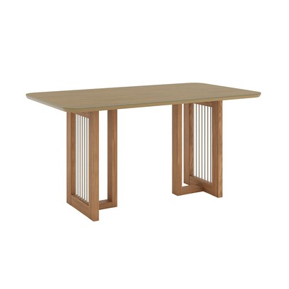 Mesa de Madeira Yara 160 Cm com Vidro Nature - Henn