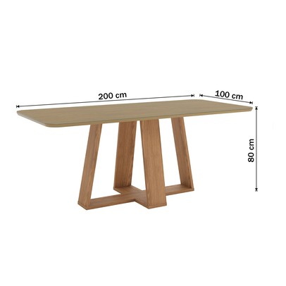 Mesa de Madeira Lins 200 Cm com Vidro Nature - Henn