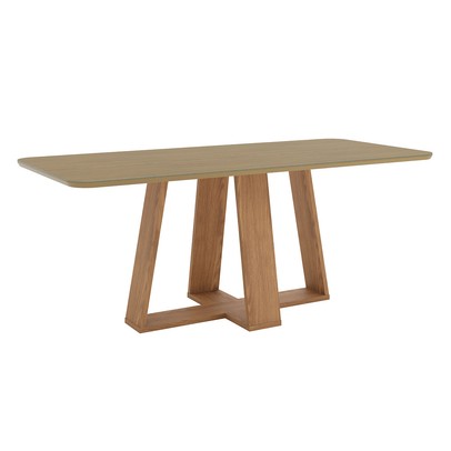 Mesa de Madeira Lins 200 Cm com Vidro Nature - Henn