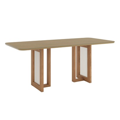 Mesa de Madeira Yara 200 Cm com Vidro Nature - Henn