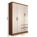Guarda-Roupa Solteiro São Francisco 4 Portas 2 Gavetas Off White/Nogueira - Panorama Móveis