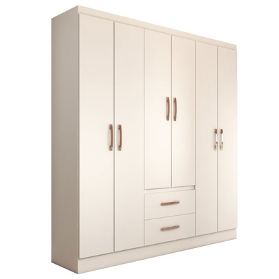 Guarda-Roupa Casal Panamá 6 Portas 2 Gavetas Branco - Panorama Móveis