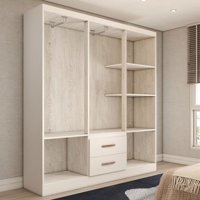 Guarda-Roupa Casal Panamá 6 Portas 2 Gavetas Branco - Panorama Móveis