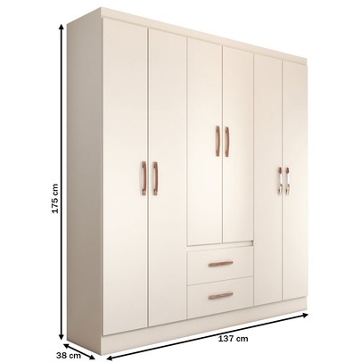 Guarda-Roupa Casal Panamá 6 Portas 2 Gavetas Branco - Panorama Móveis