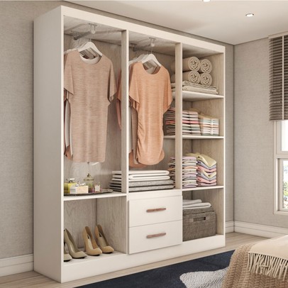 Guarda-Roupa Casal Panamá 6 Portas 2 Gavetas Branco - Panorama Móveis