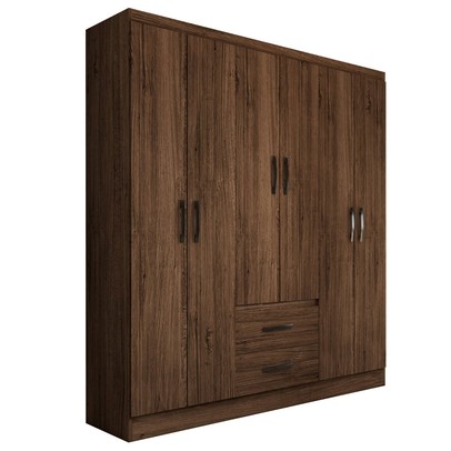 Guarda-Roupa Casal Panamá 6 Portas 2 Gavetas Castanho - Panorama Móveis