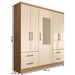 Guarda-Roupa Solteiro Virtuoso 5 Portas 4 Gavetas com Espelho Canelato Rústico/Natura Off White - Panorama Móveis