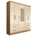 Guarda-Roupa Solteiro Virtuoso 5 Portas 4 Gavetas com Espelho Canelato Rústico/Natura Off White - Panorama Móveis