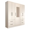 Guarda-Roupa Solteiro Virtuoso 5 Portas 4 Gavetas com Espelho Branco Brilho - Panorama Móveis