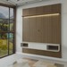 Painel para TV Até 75 Polegadas Colombo 1 Porta com Led Ripado 3d Pinho/Off White - Panorama Móveis